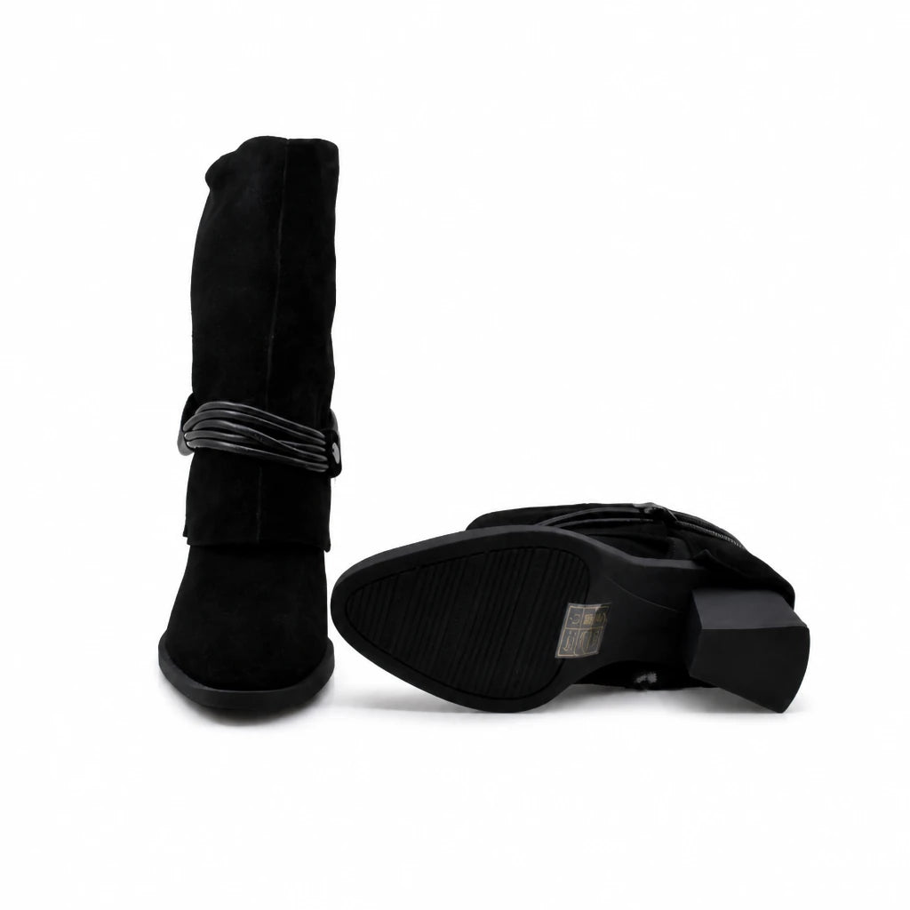 Ghete Dama Casual Anna Viotti Piele Intoarsa D105-8077R-F448-N64 negre