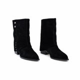 Ghete Dama Casual Anna Viotti Piele Intoarsa D105-B13R-141-N64 negre