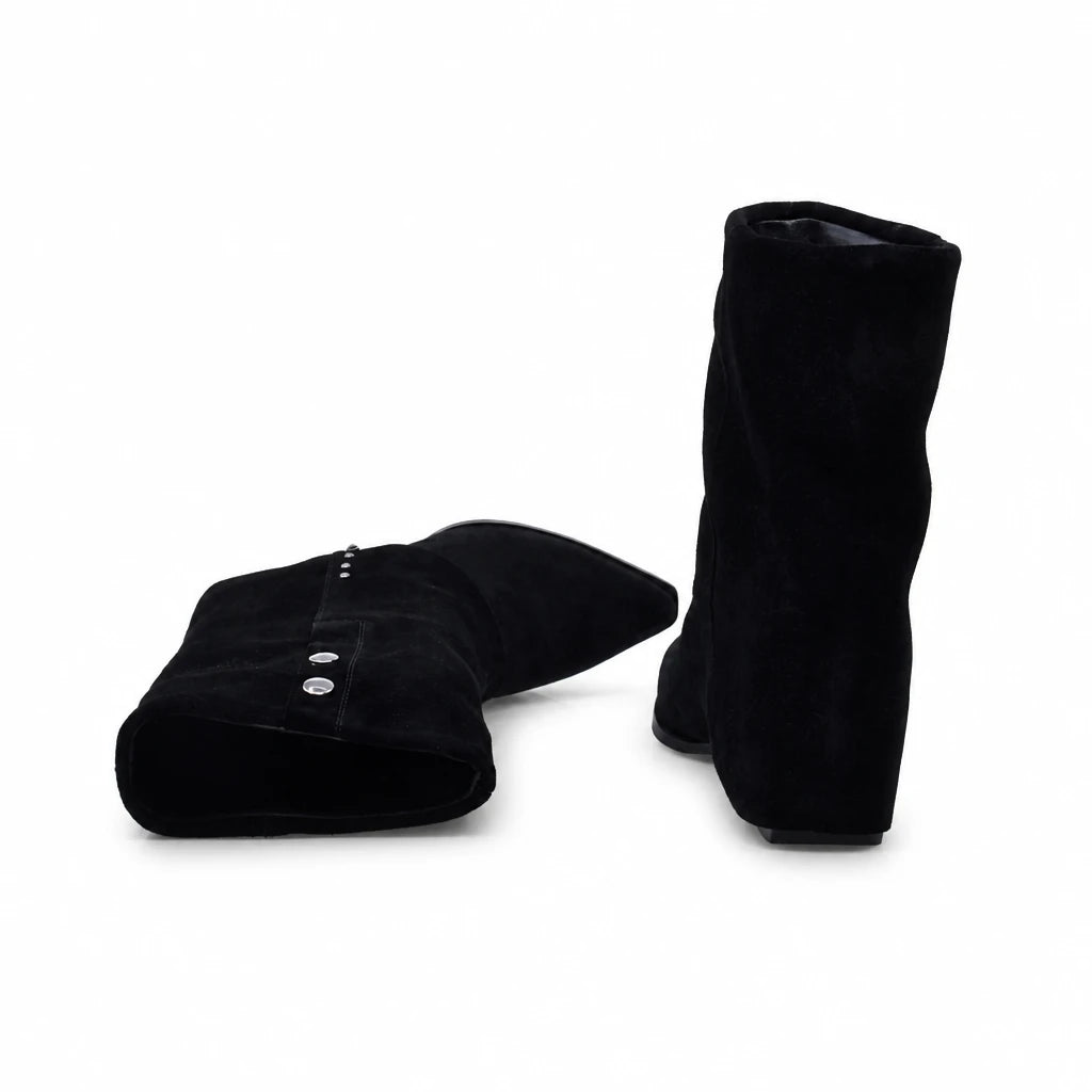 Ghete Dama Casual Anna Viotti Piele Intoarsa D105-B13R-141-N64 negre