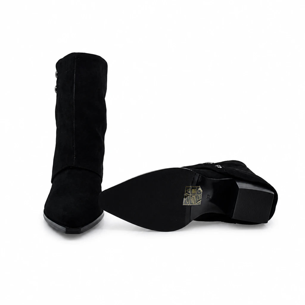Ghete Dama Casual Anna Viotti Piele Intoarsa D105-B13R-141-N64 negre