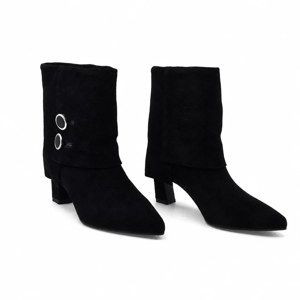 Ghete Dama Elegante Anna Viotti Piele Intoarsa D105-W32R-J1210-N64 negre
