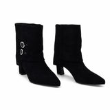 Ghete Dama Elegante Anna Viotti Piele Intoarsa D105-W32R-J1210-N64 negre
