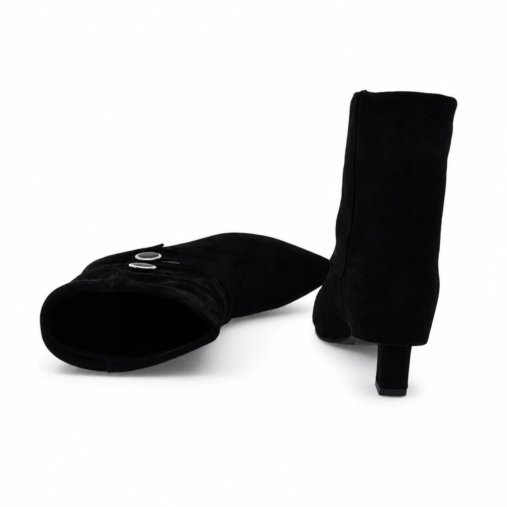 Ghete Dama Elegante Anna Viotti Piele Intoarsa D105-W32R-J1210-N64 negre