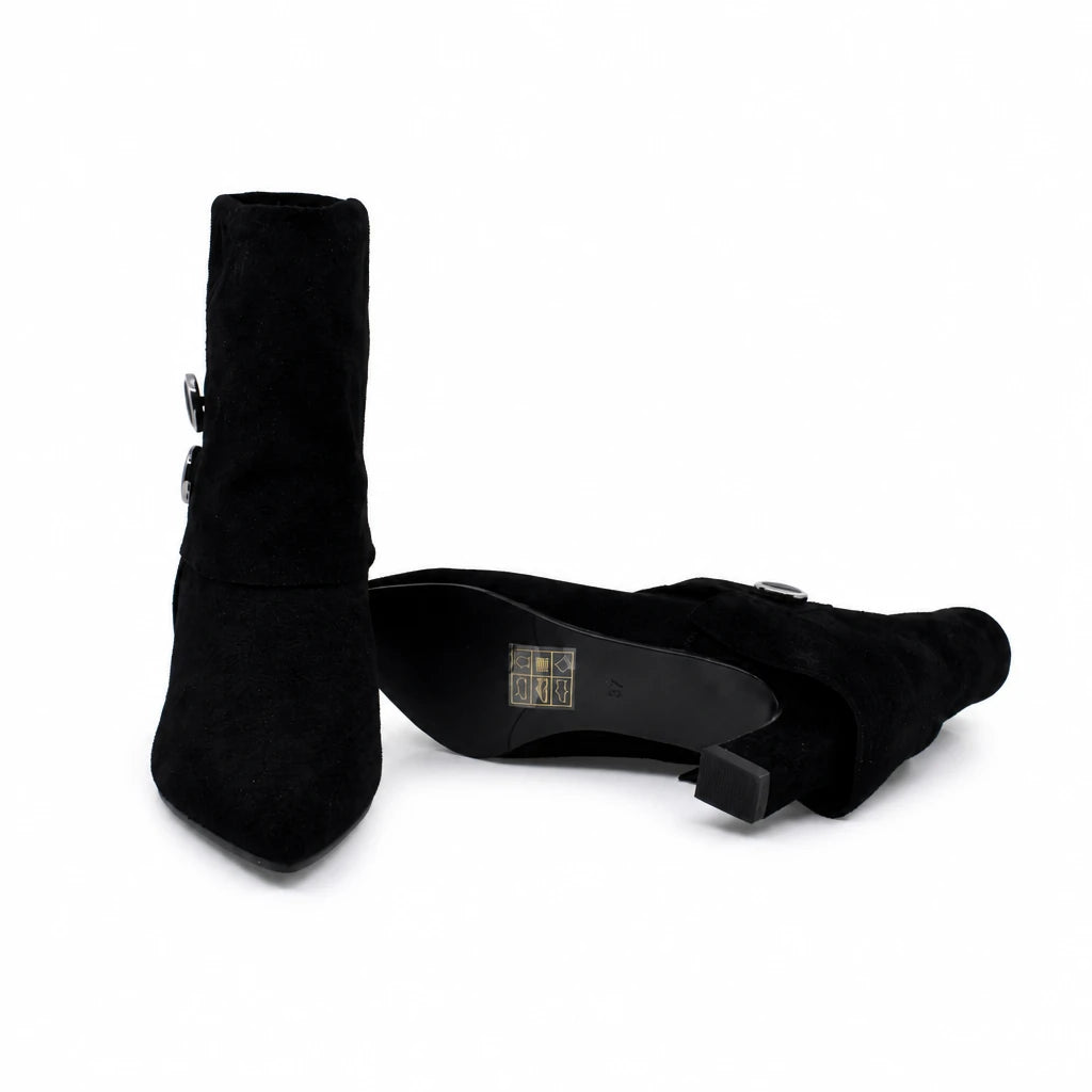 Ghete Dama Elegante Anna Viotti Piele Intoarsa D105-W32R-J1210-N64 negre