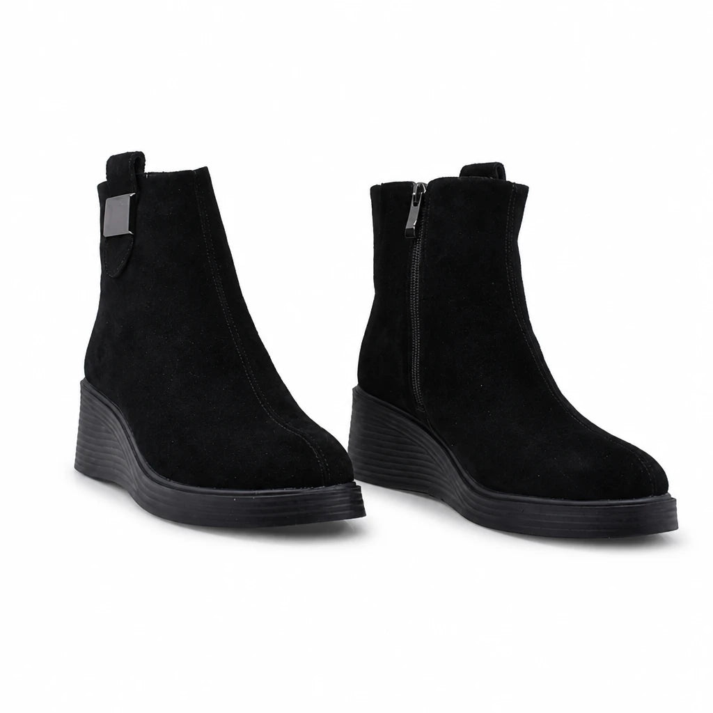 Ghete Dama Casual Anna Viotti Piele Intoarsa D111-26AW29-1 negre