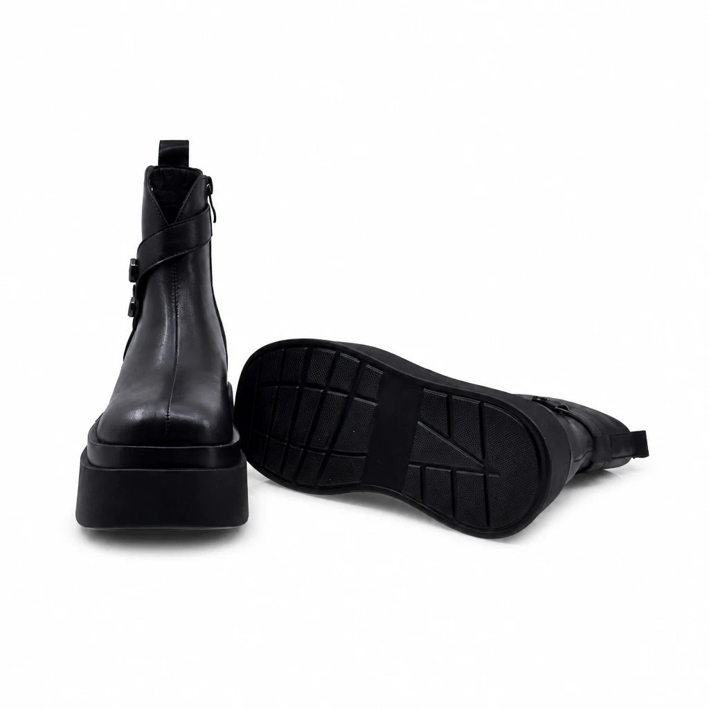 Ghete Dama Casual Anna Viotti Piele Naturala D122-A1381-L9168 negre
