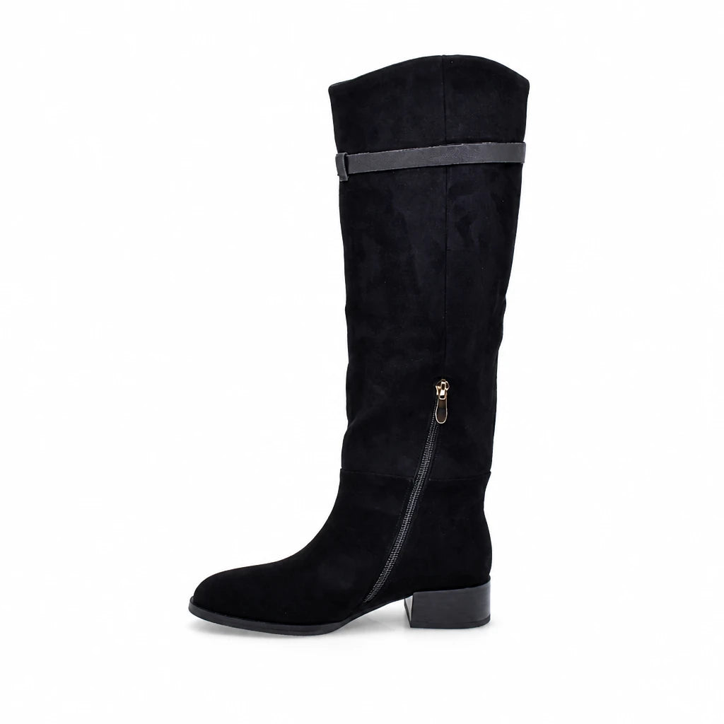 Cizme Dama Casual Anna Viotti Piele Intoarsa D122-P115-735 negre