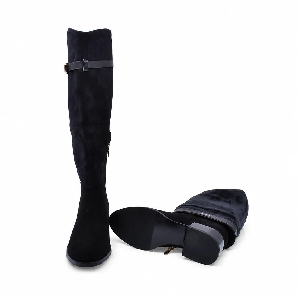 Cizme Dama Casual Anna Viotti Piele Intoarsa D122-P115-735 negre