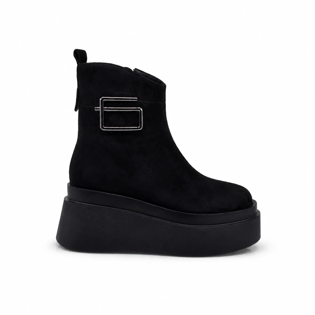 Ghete Dama Casual Anna Viotti Piele Nabuc D122-P115-292 negre