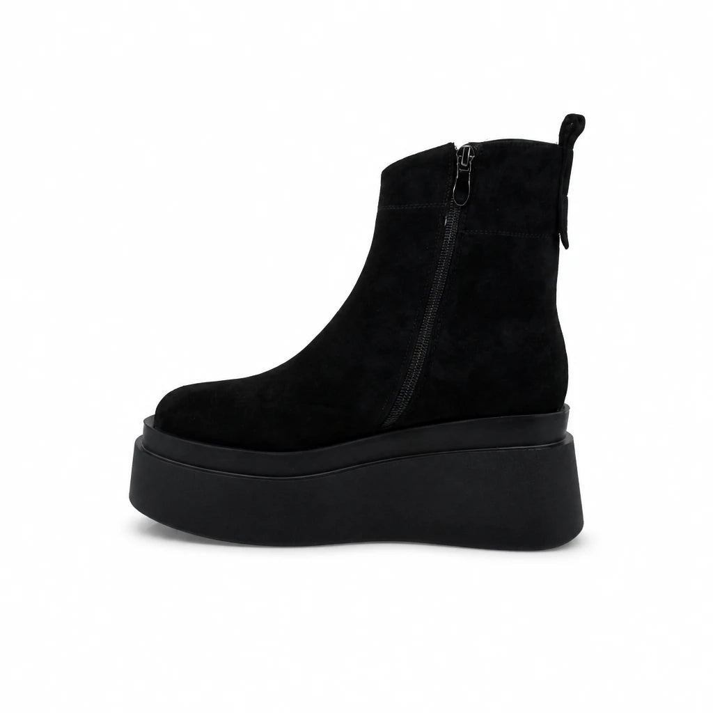Ghete Dama Casual Anna Viotti Piele Nabuc D122-P115-292 negre