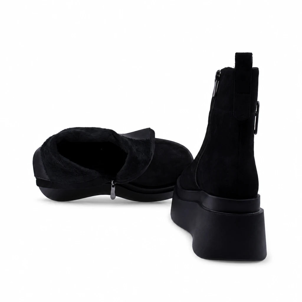 Ghete Dama Casual Anna Viotti Piele Nabuc D122-P115-292 negre