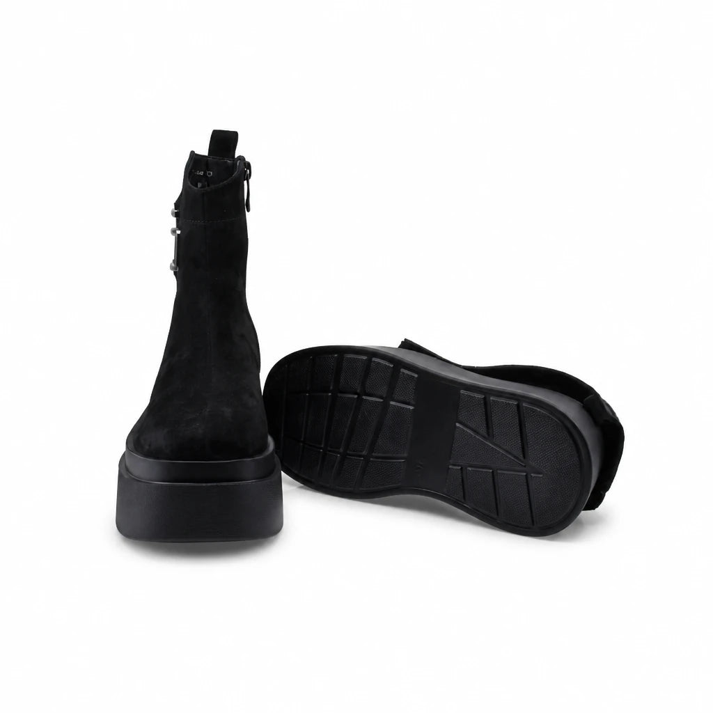 Ghete Dama Casual Anna Viotti Piele Nabuc D122-P115-292 negre