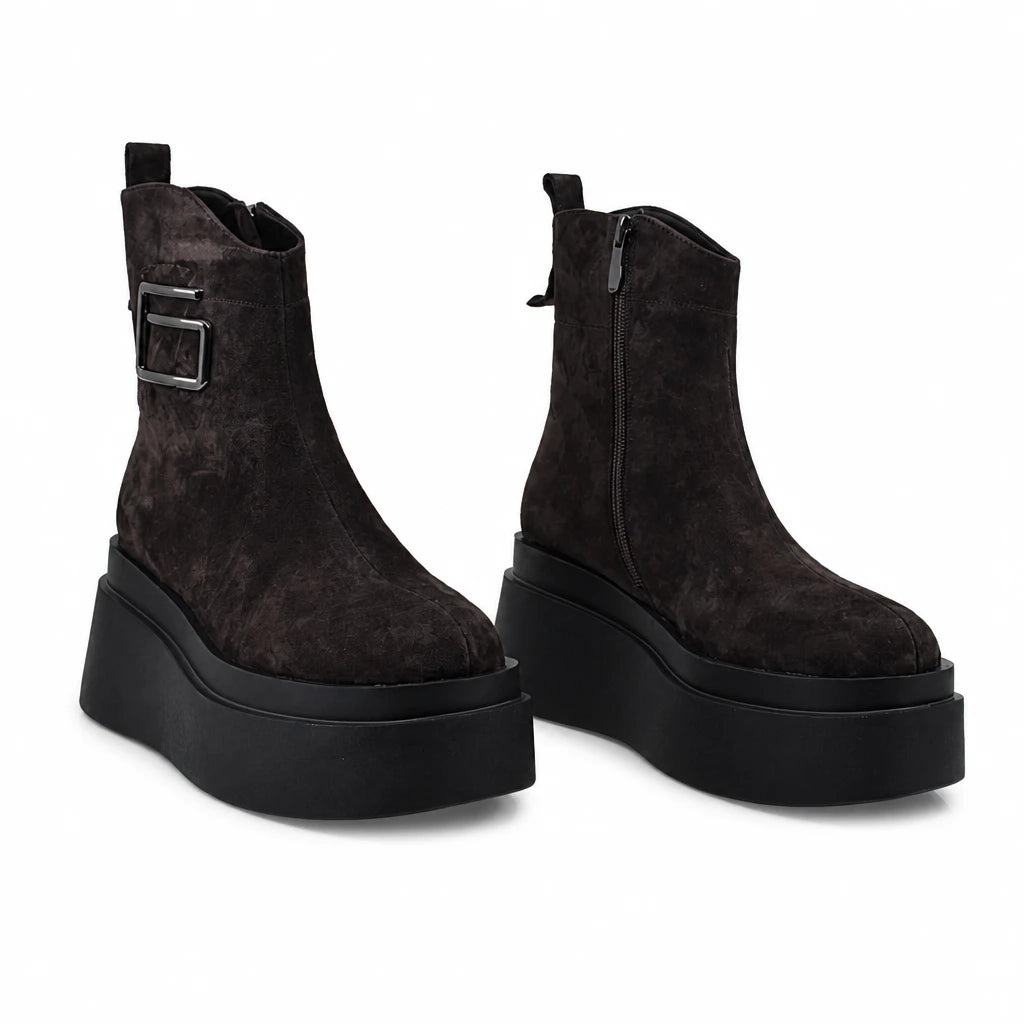 Ghete Dama Casual Anna Viotti Piele Nabuc D122-P115-292 maro