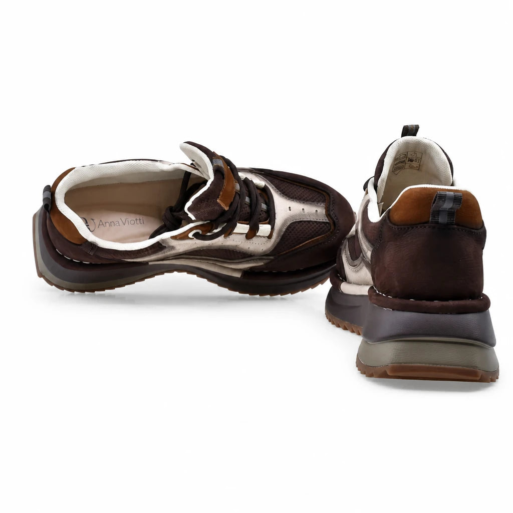 Pantofi dama sport Anna Viotti piele intoarsa D111-S2456 maro
