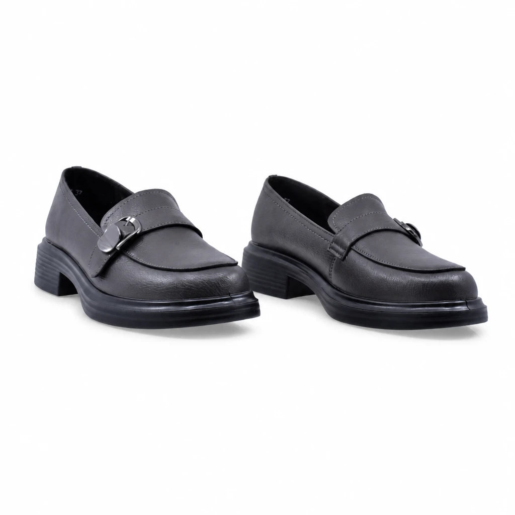 Pantofi dama casual Anna Viotti piele naturala D111-5191 gri inchis