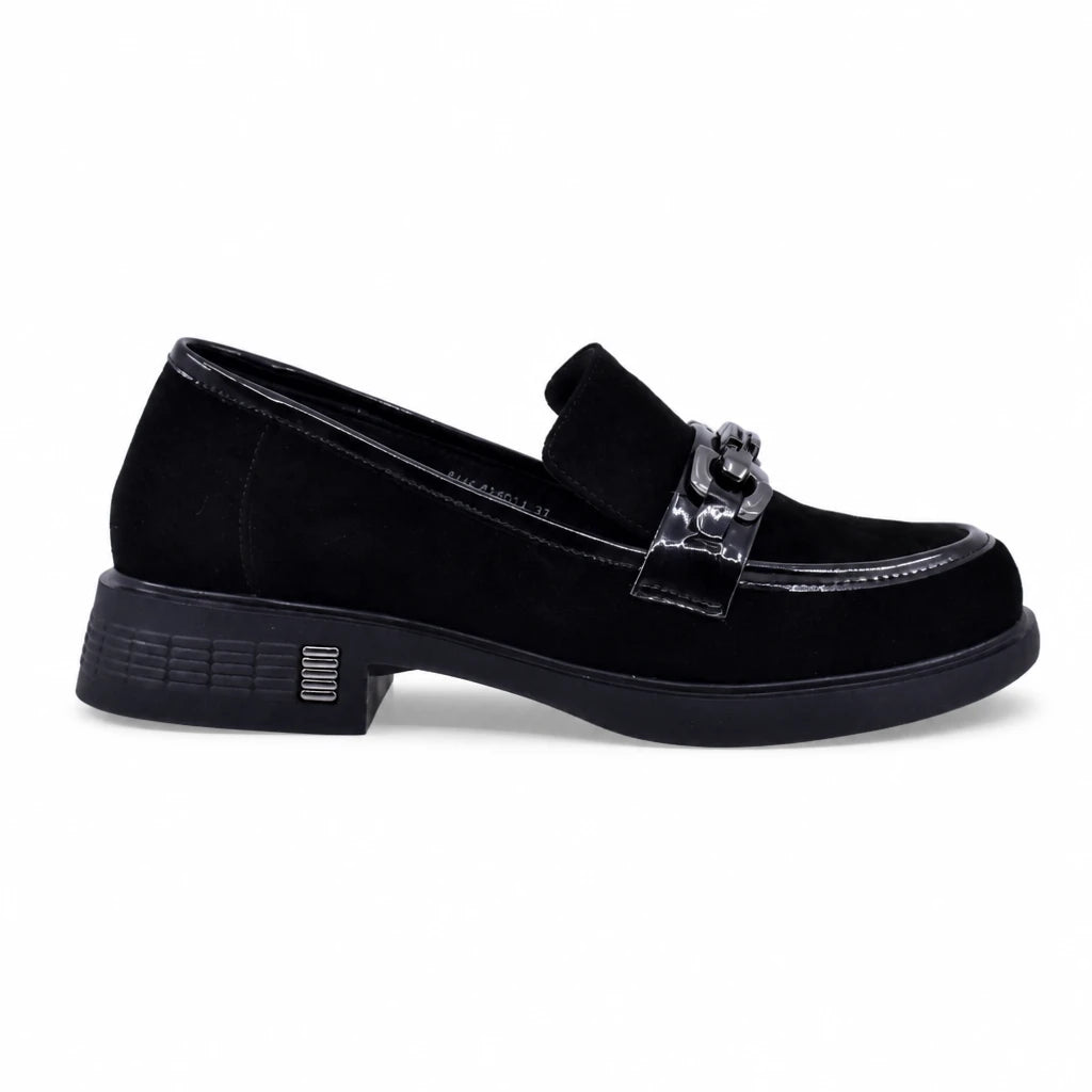 Pantofi dama casual Anna Viotti piele intoarsa D112-GAW2517 negri