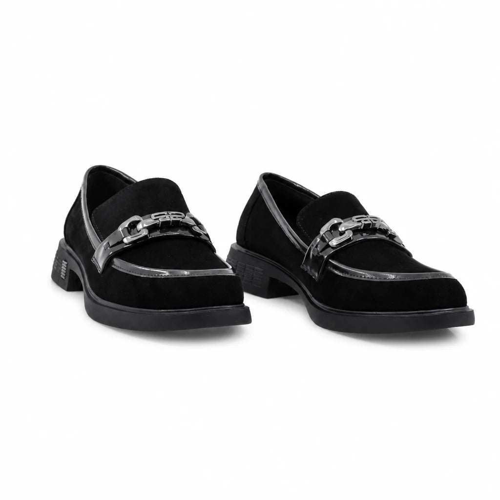 Pantofi dama casual Anna Viotti piele intoarsa D112-GAW2517 negri