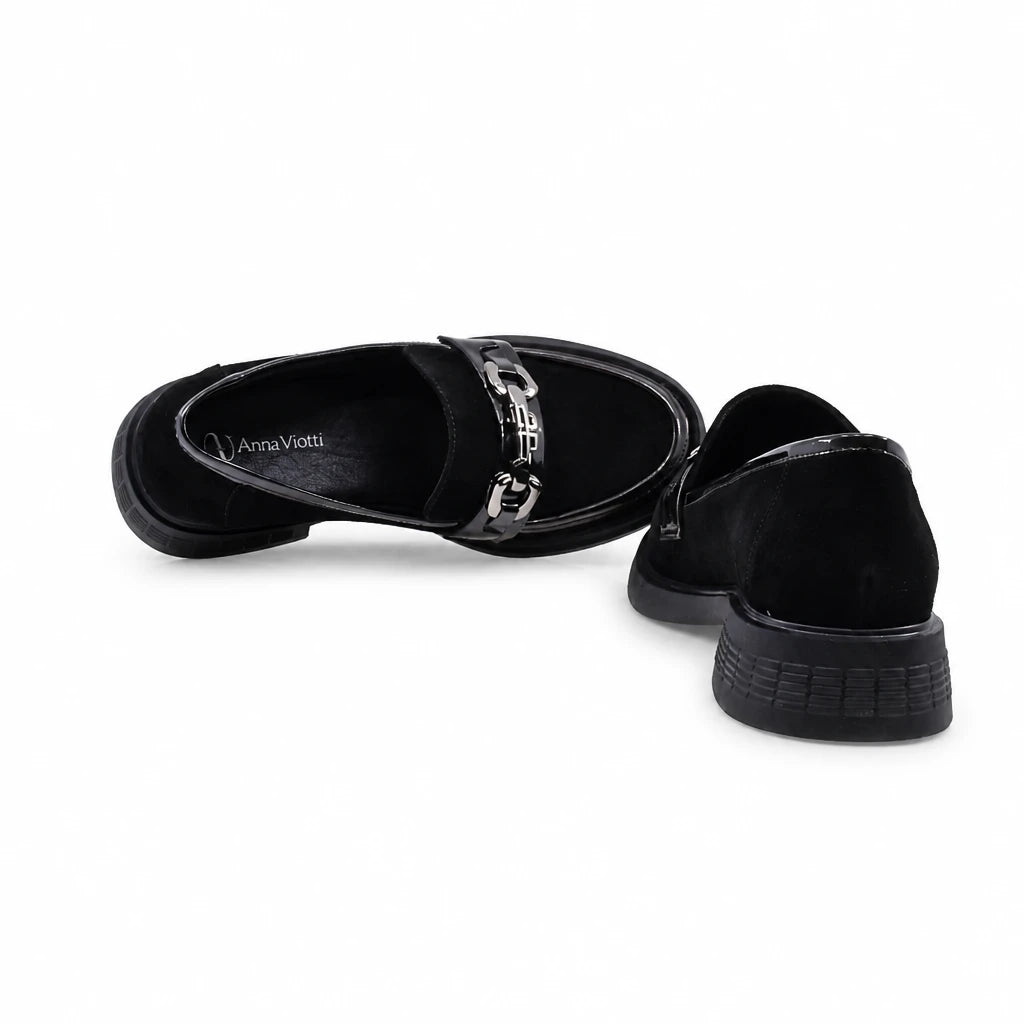 Pantofi dama casual Anna Viotti piele intoarsa D112-GAW2517 negri