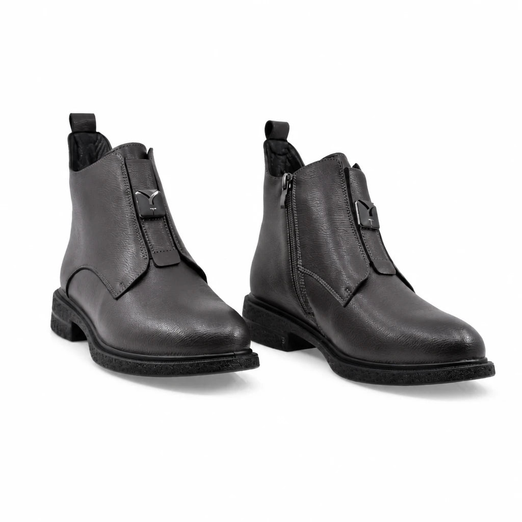 Ghete dama casual Anna Viotti piele naturala D111-B30058 gri