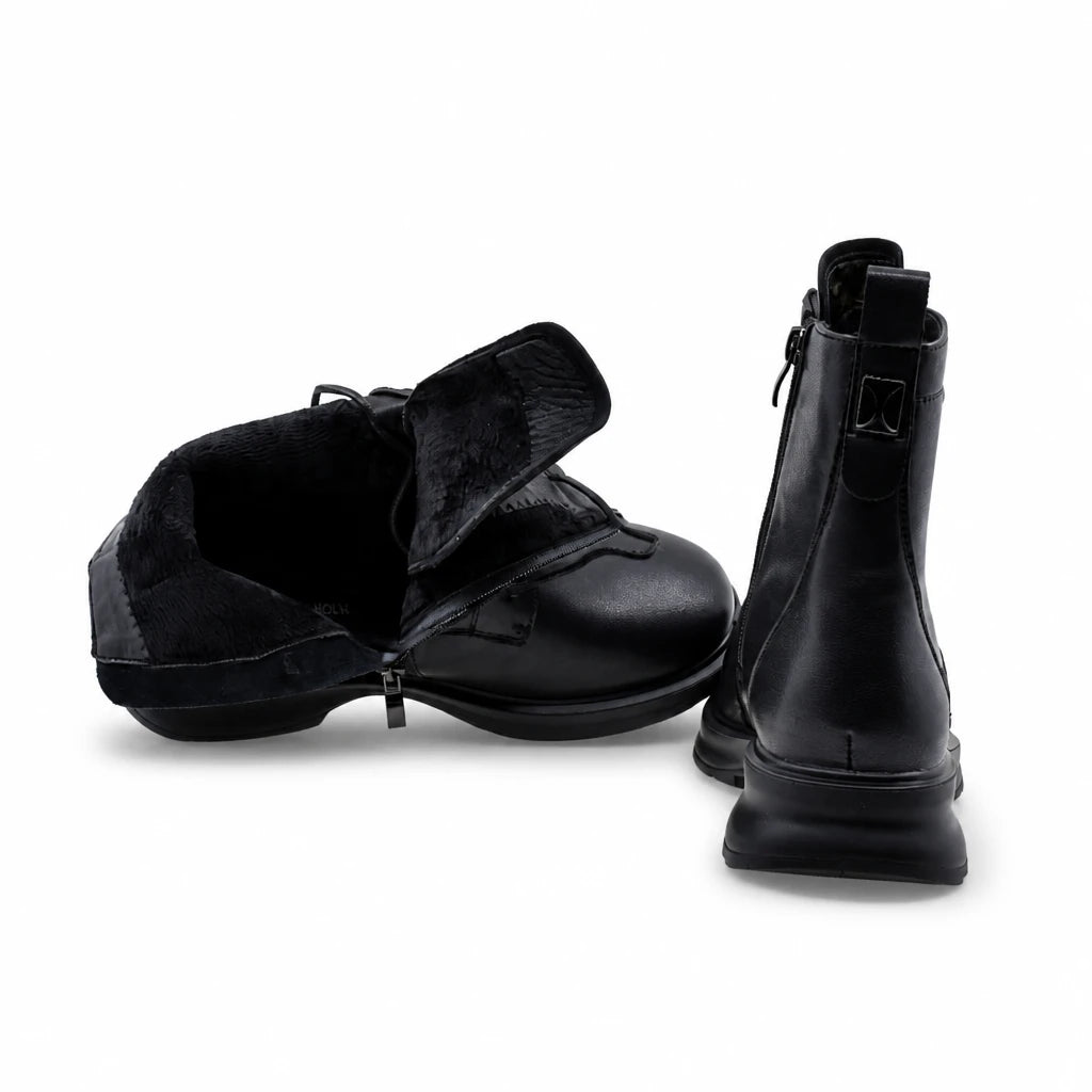 Ghete dama casual Anna Viotti piele naturala D111-B6372 negre