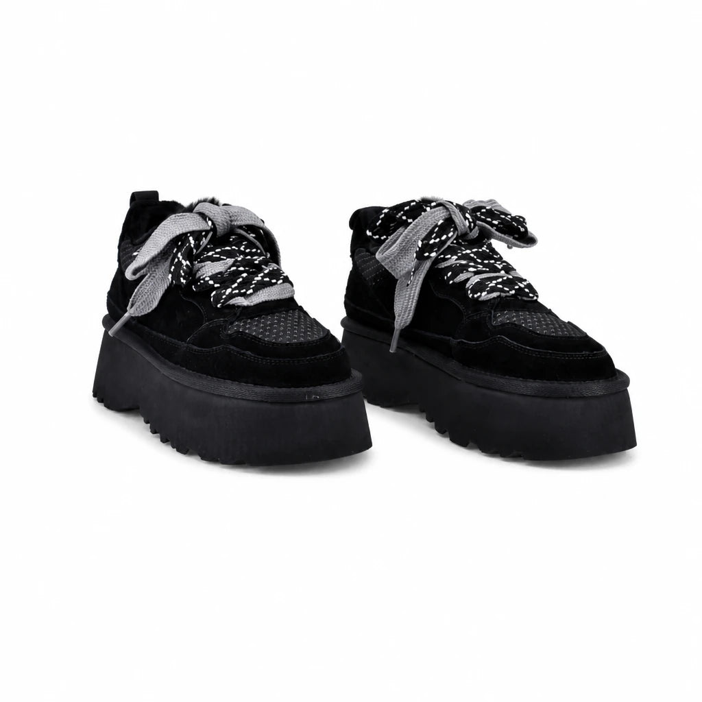Pantofi dama casual Anna Viotti piele intoarsa D113-2681 negri