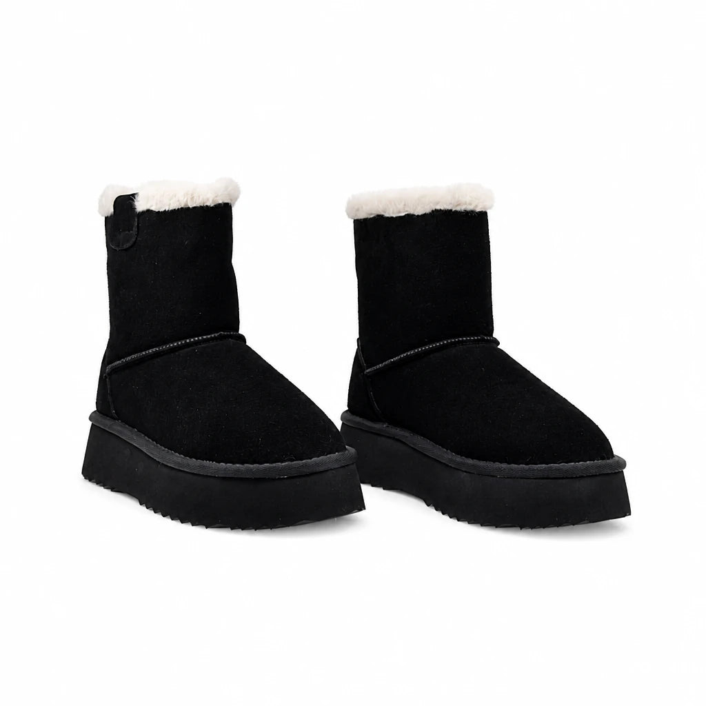Ghete dama casual Anna Viotti piele intoarsa D113-AV2716 negre