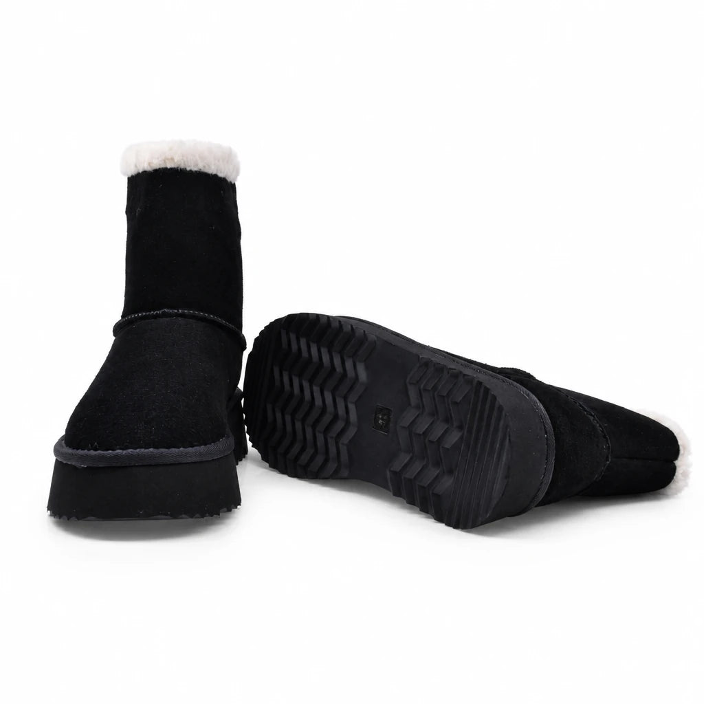 Ghete dama casual Anna Viotti piele intoarsa D113-AV2716 negre