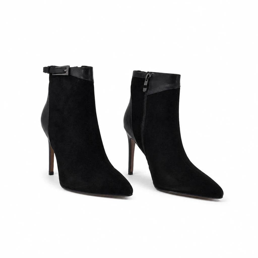 Ghete dama elegante Anna Viotti piele intoarsa D122-P113-70 negre