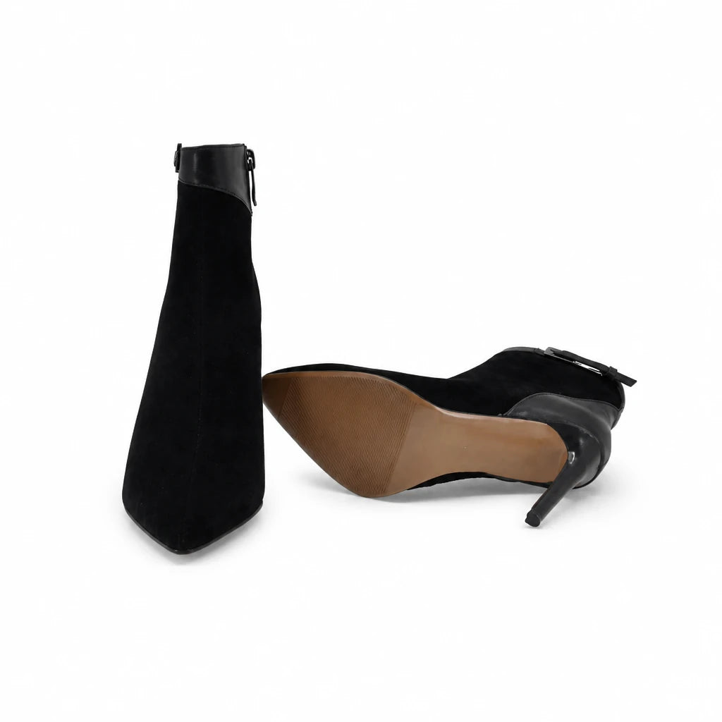 Ghete dama elegante Anna Viotti piele intoarsa D122-P113-70 negre
