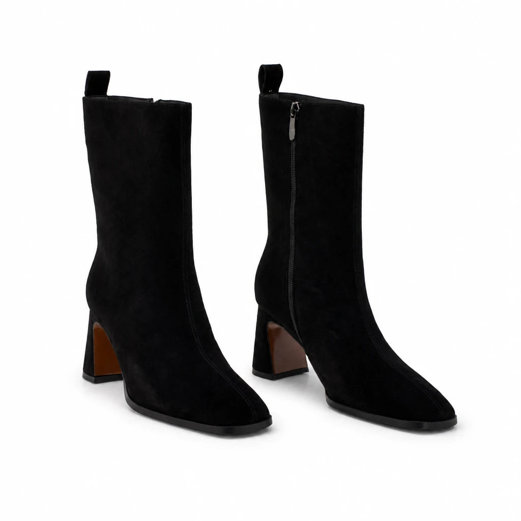 Cizme dama elegante Anna Viotti piele intoarsa D122-P115-730 negre