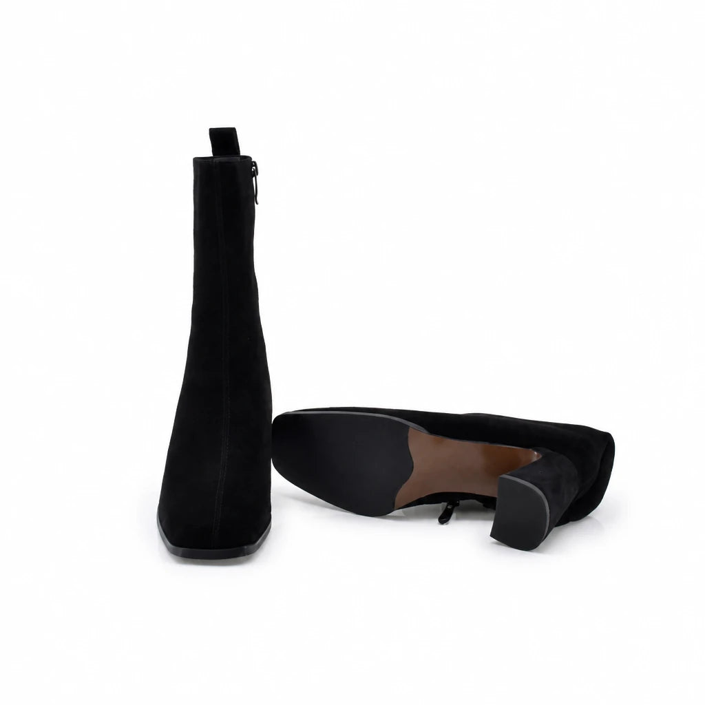 Cizme dama elegante Anna Viotti piele intoarsa D122-P115-730 negre
