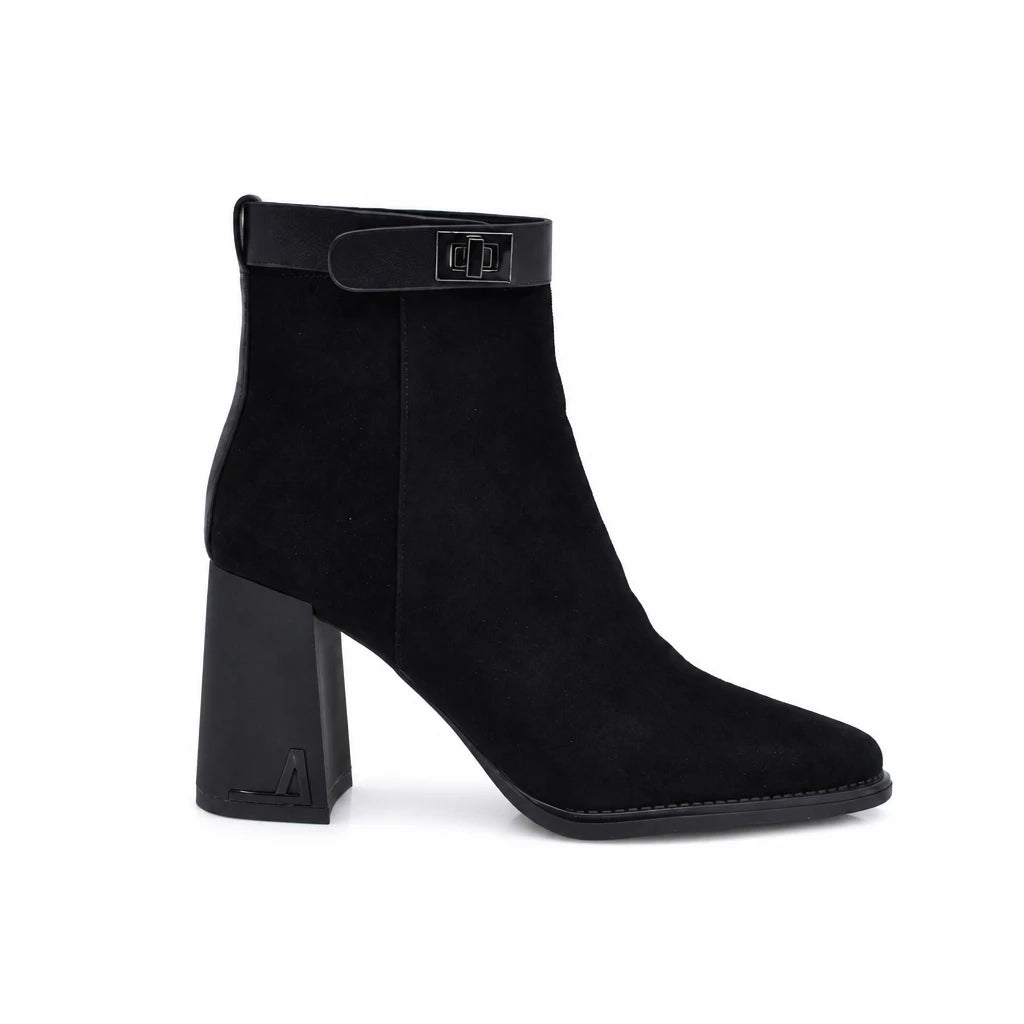 Ghete dama elegante Anna Viotti piele intoarsa D122-W19-5H597-3 negre