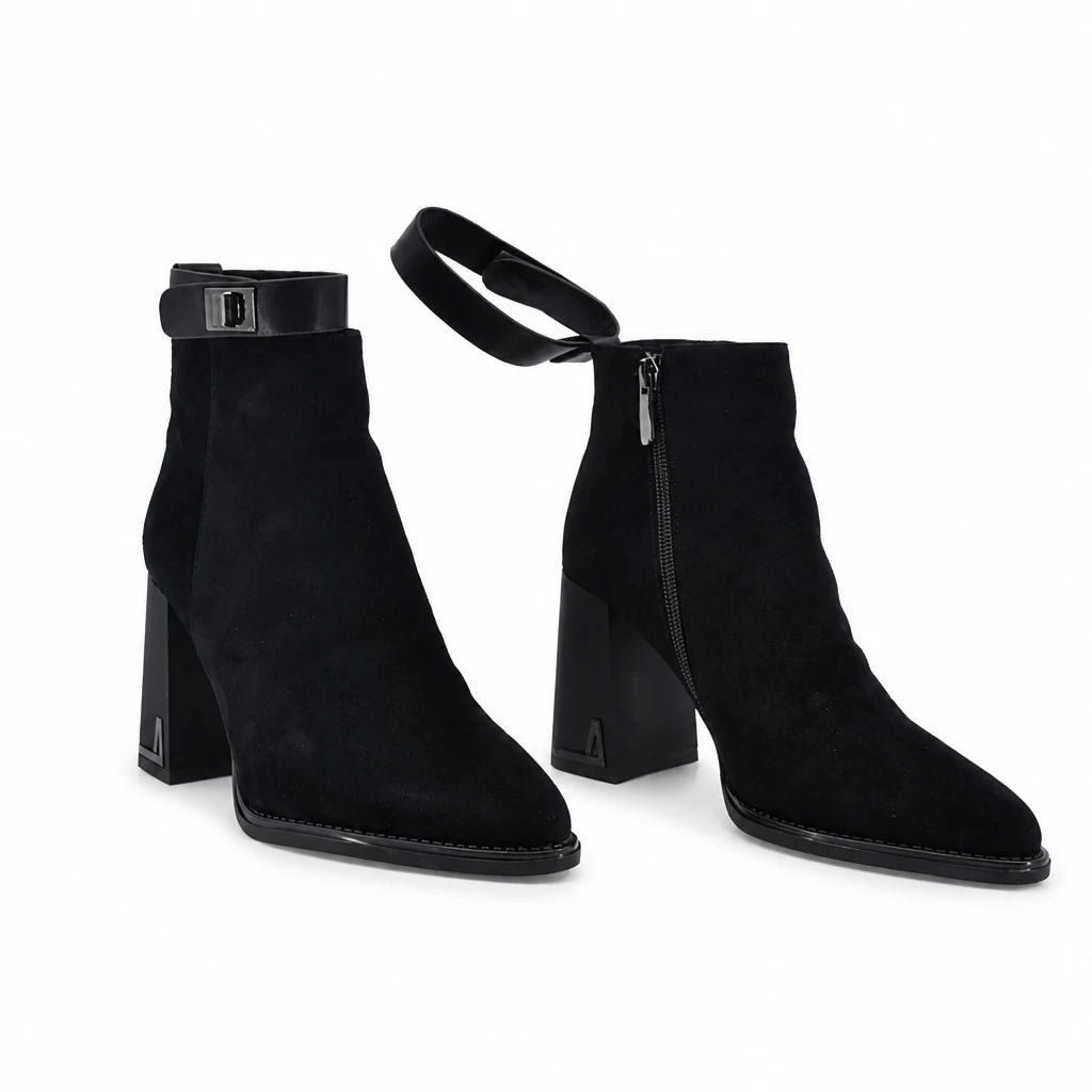 Ghete dama elegante Anna Viotti piele intoarsa D122-W19-5H597-3 negre