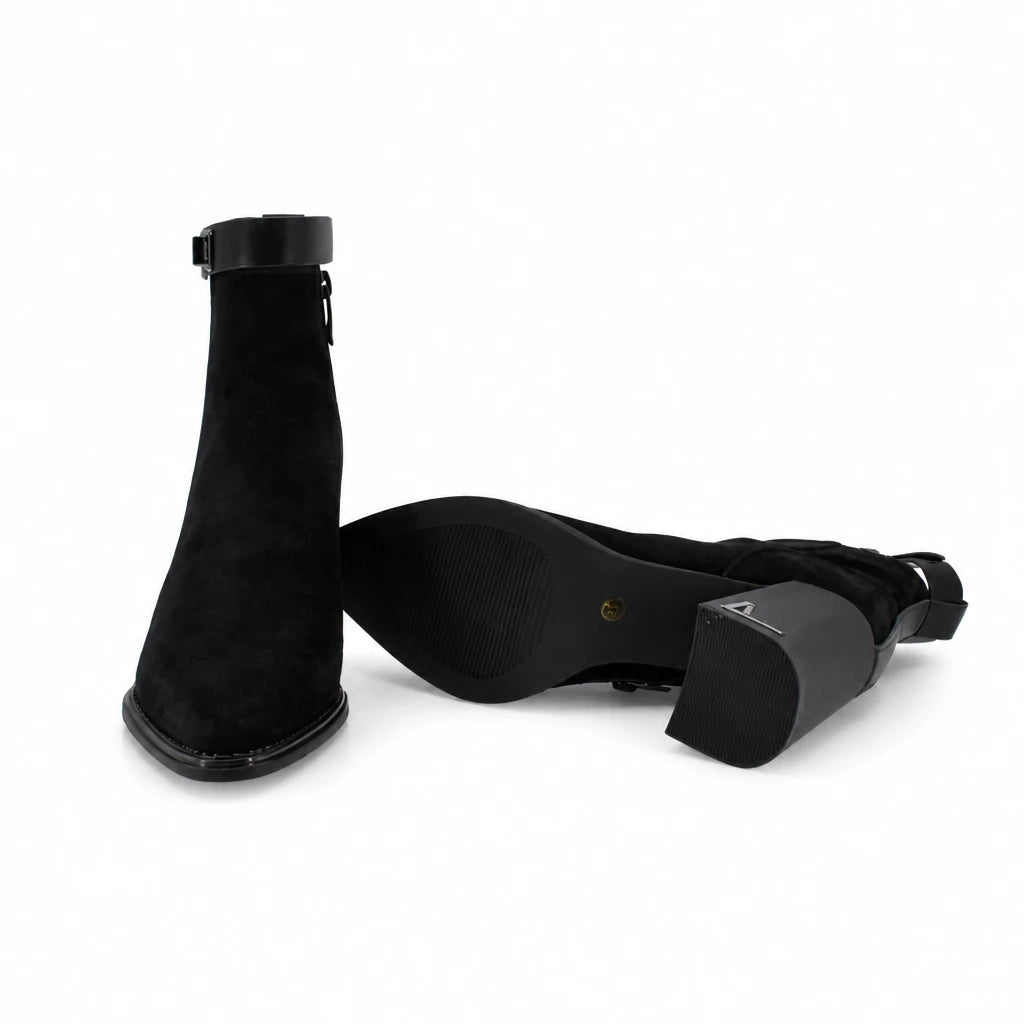 Ghete dama elegante Anna Viotti piele intoarsa D122-W19-5H597-3 negre