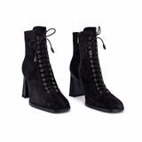 Ghete dama elegante Anna Viotti piele intoarsa D122-W81-6H214-2 maro