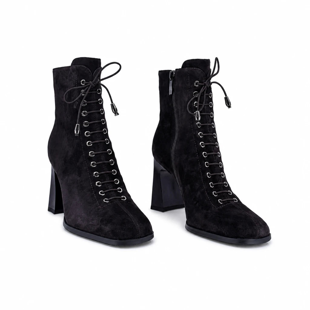 Ghete dama elegante Anna Viotti piele intoarsa D122-W81-6H214-2 maro