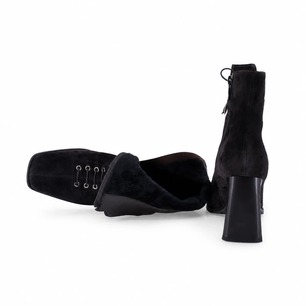 Ghete dama elegante Anna Viotti piele intoarsa D122-W81-6H214-2 maro