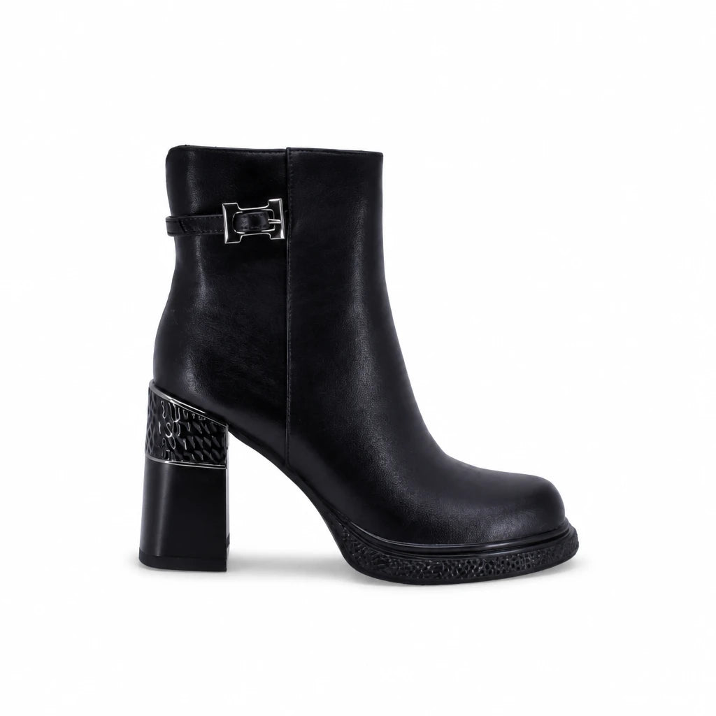 Ghete dama elegante Anna Viotti piele naturala D122-ZPW351-N4783-1 negre