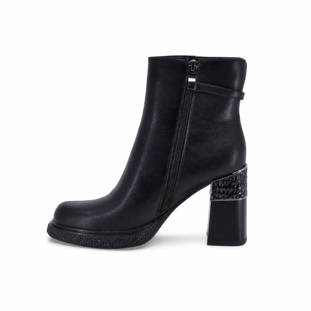 Ghete dama elegante Anna Viotti piele naturala D122-ZPW351-N4783-1 negre