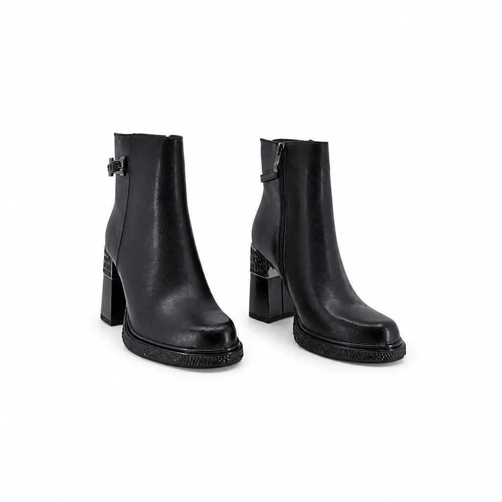 Ghete dama elegante Anna Viotti piele naturala D122-ZPW351-N4783-1 negre