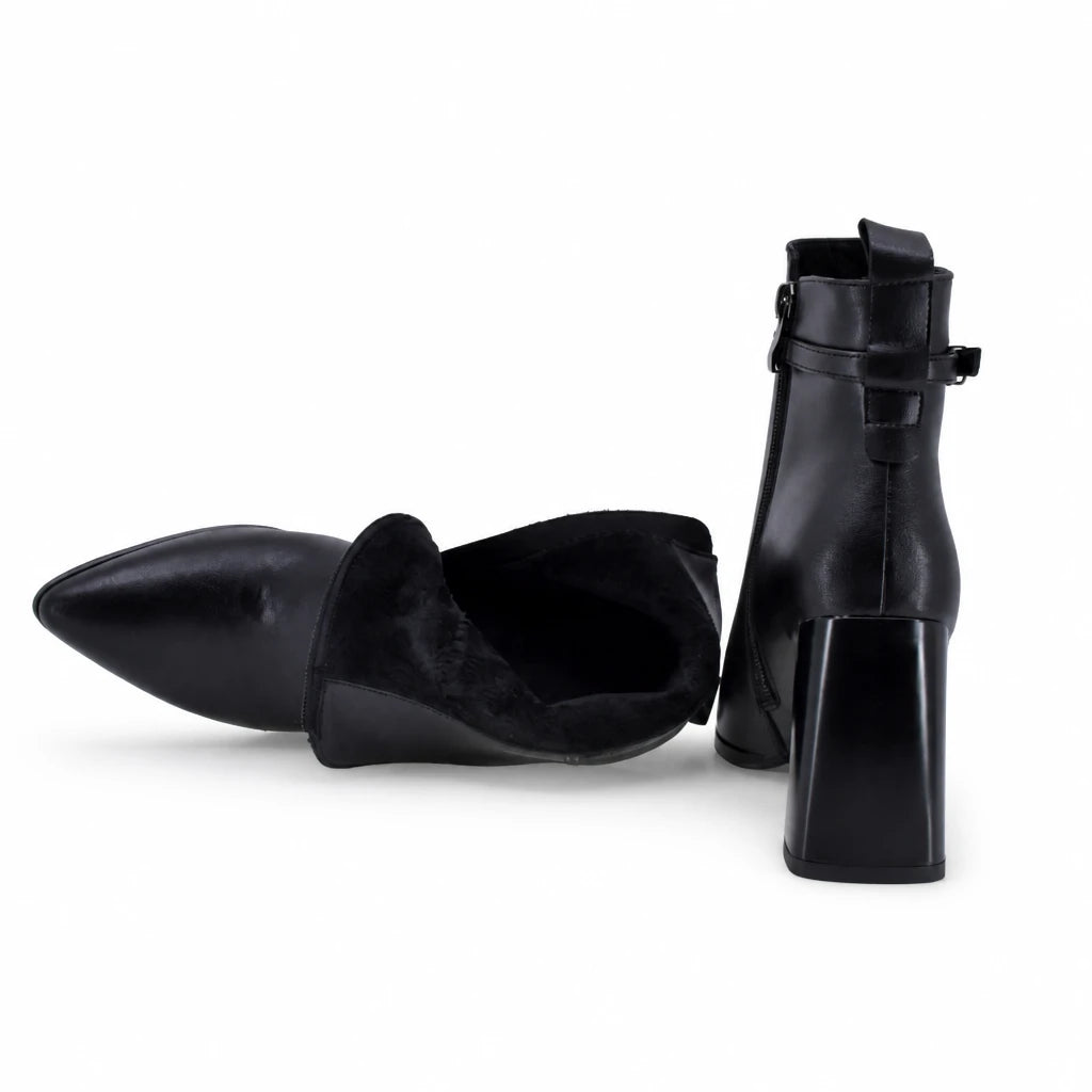 Ghete dama elegante Anna Viotti piele naturala D122-ZPW371-N4814-1 negre
