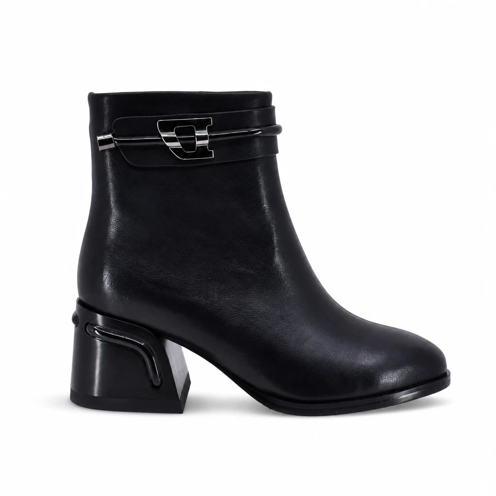 Ghete dama elegante Anna Viotti piele naturala D123-J5.5-1FA2722-827-T107 negre