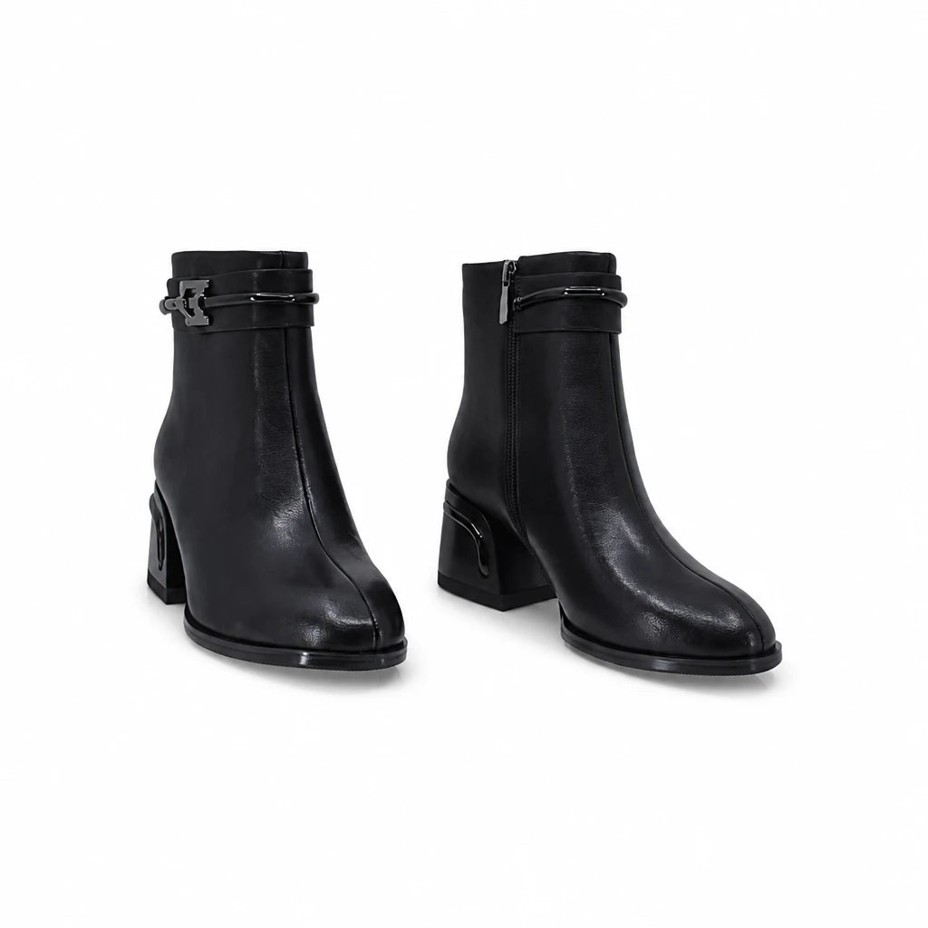 Ghete dama elegante Anna Viotti piele naturala D123-J5.5-1FA2722-827-T107 negre