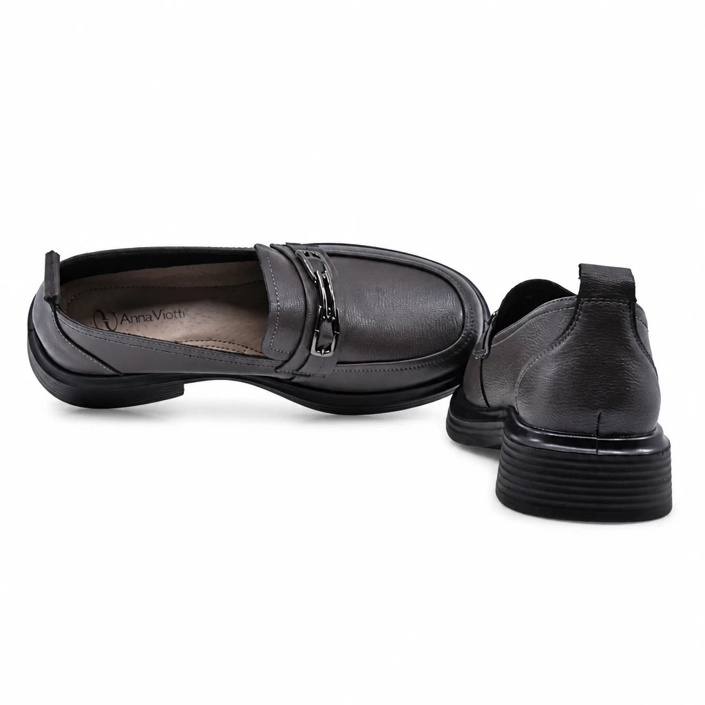 Pantofi dama casual Anna Viotti piele naturala D111-5189 gri inchis
