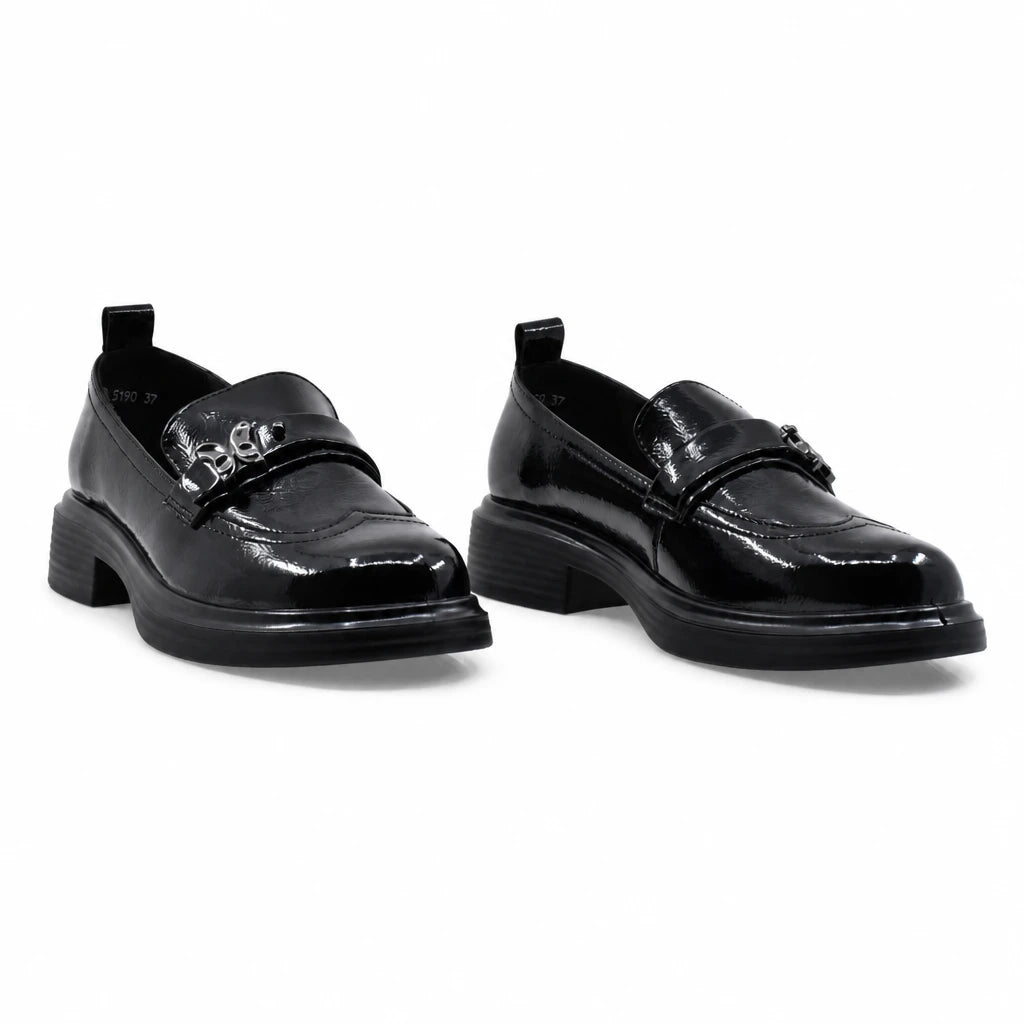 Pantofi dama casual Anna Viotti piele lacuita D111-5190 negri
