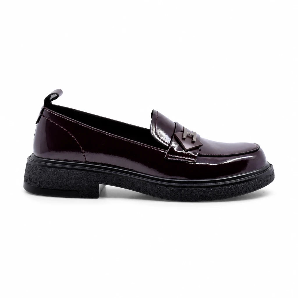 Pantofi dama casual Anna Viotti piele lacuita D111-5205 bordo