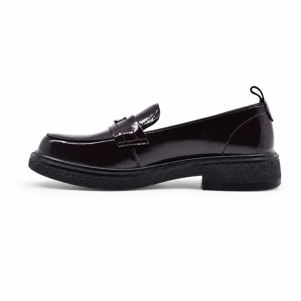 Pantofi dama casual Anna Viotti piele lacuita D111-5205 bordo