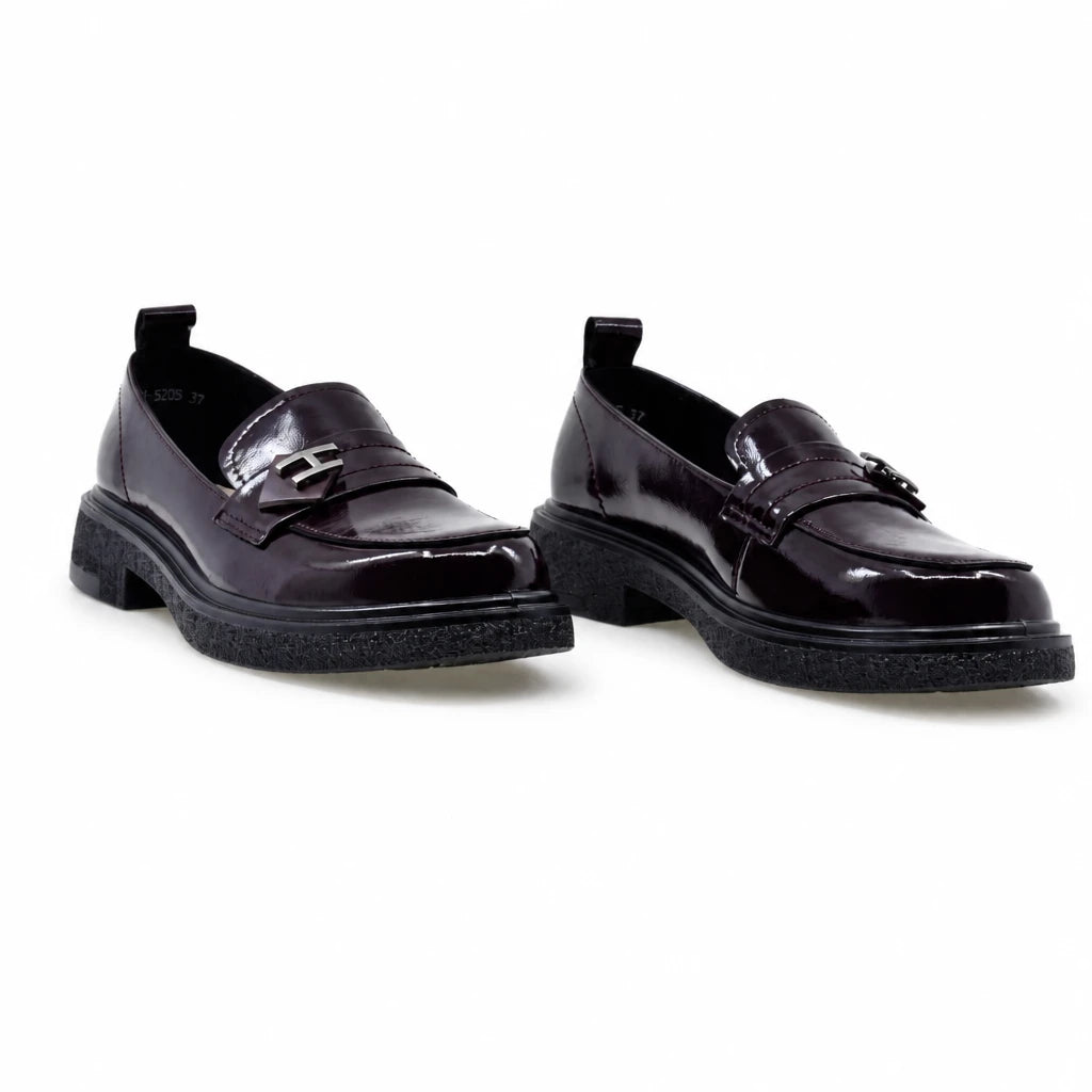 Pantofi dama casual Anna Viotti piele lacuita D111-5205 bordo