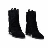 Ghete Dama Casual Anna Viotti Piele Intoarsa D105-8077R-F218-N64 negre