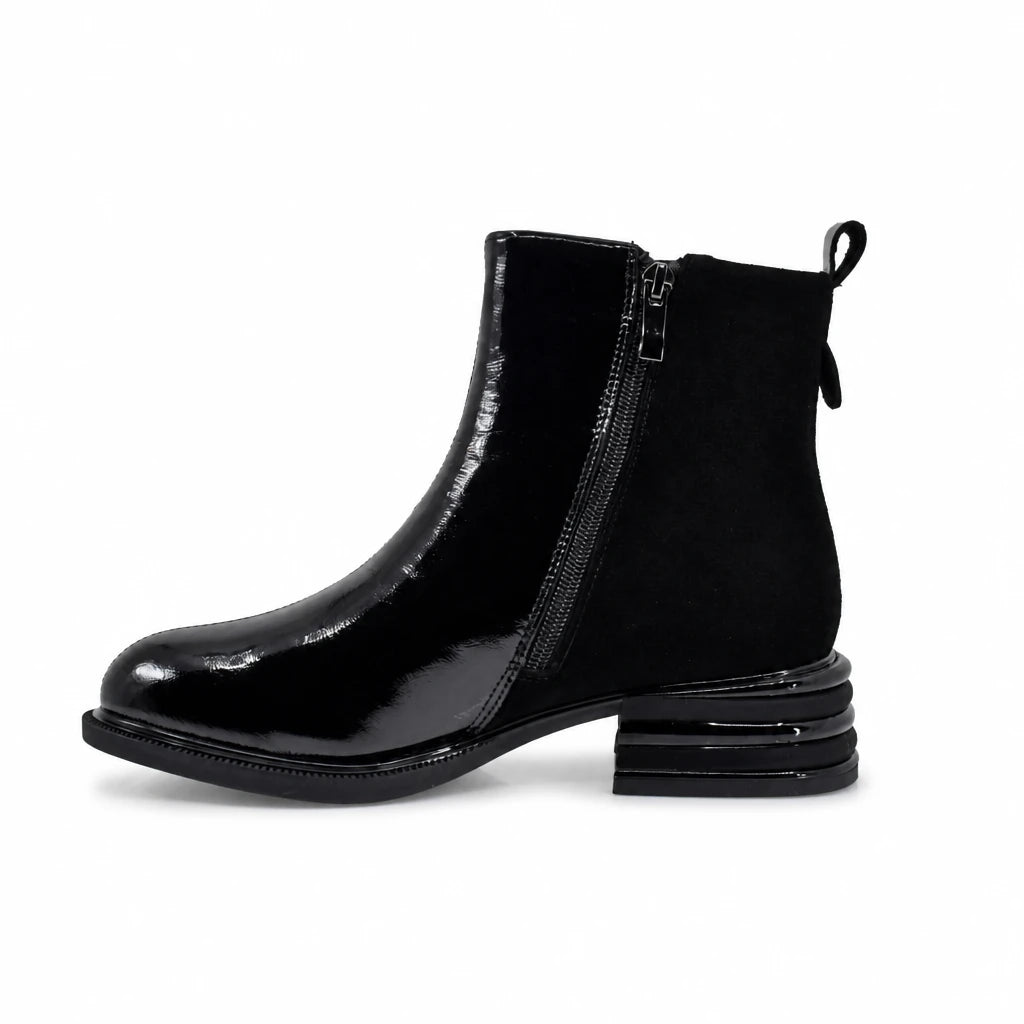 Ghete dama casual Anna Viotti piele lacuita D111-26AW26-3 negre